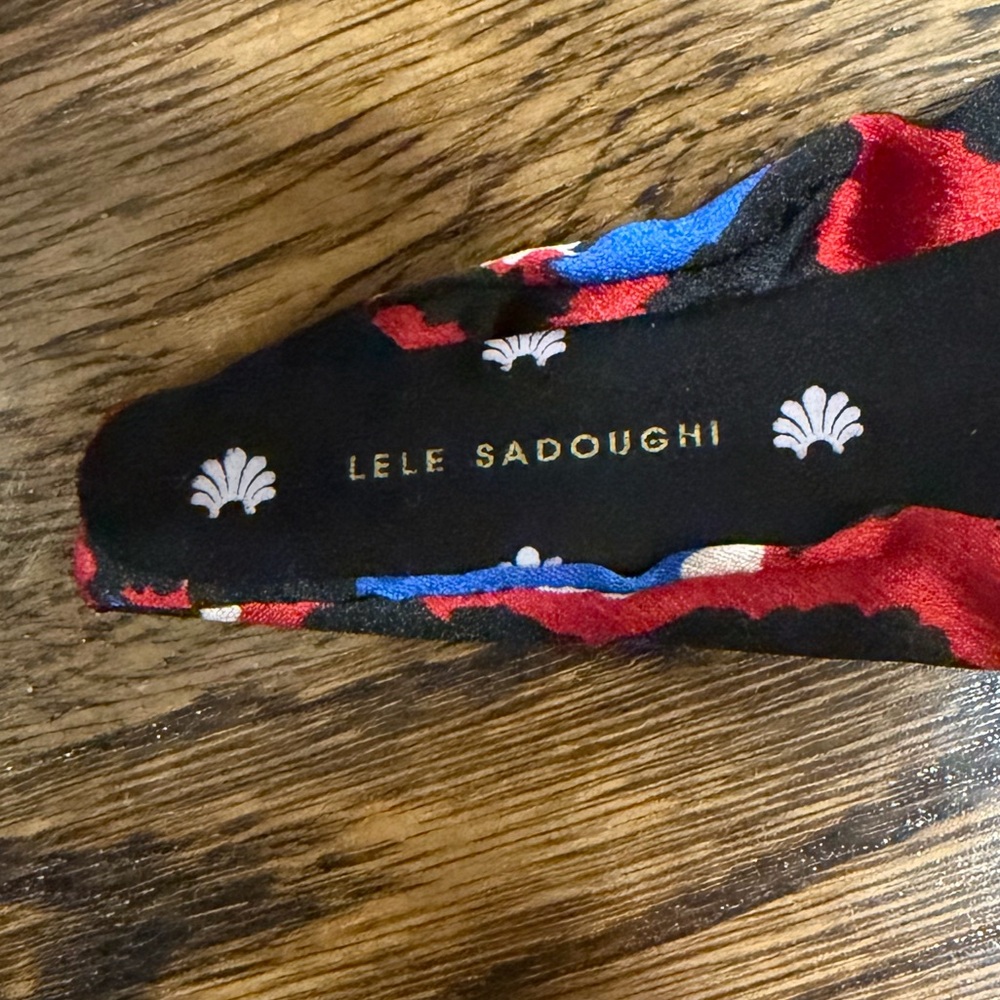 Lele Sadoughi Red, Black & Blue Leopard TopKnot Headband - Picture 3 of 3